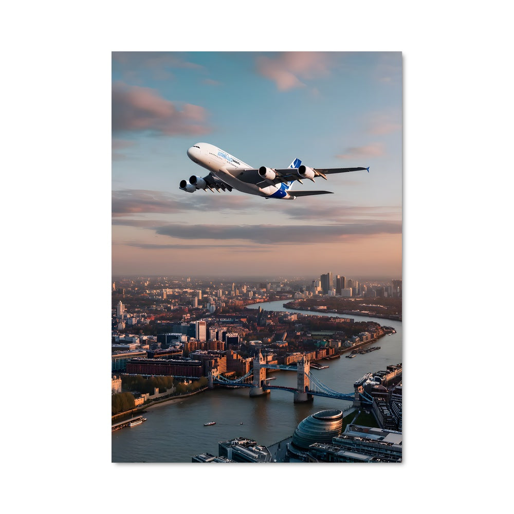 Poster A380 au-dessus de la Ville