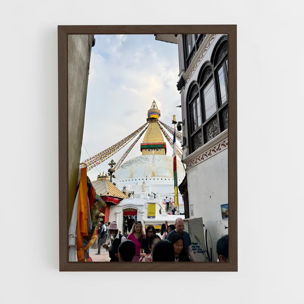 ap-boudhanath stupa-6 cadre Bois foncé