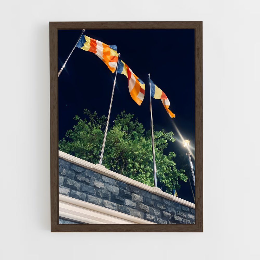 ap-buddhist flag-2 cadre Bois foncé