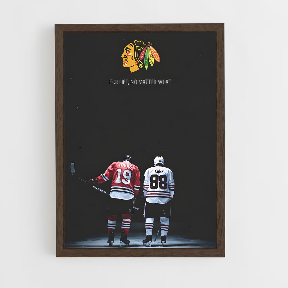 ap-chicago blackhawks-2 cadre Bois foncé