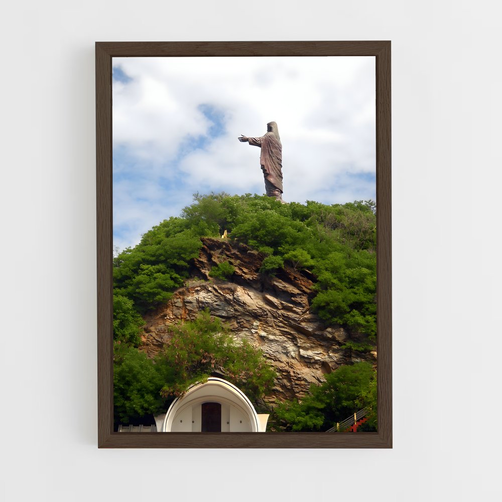 ap-cristo rei statue-3 cadre Bois foncé