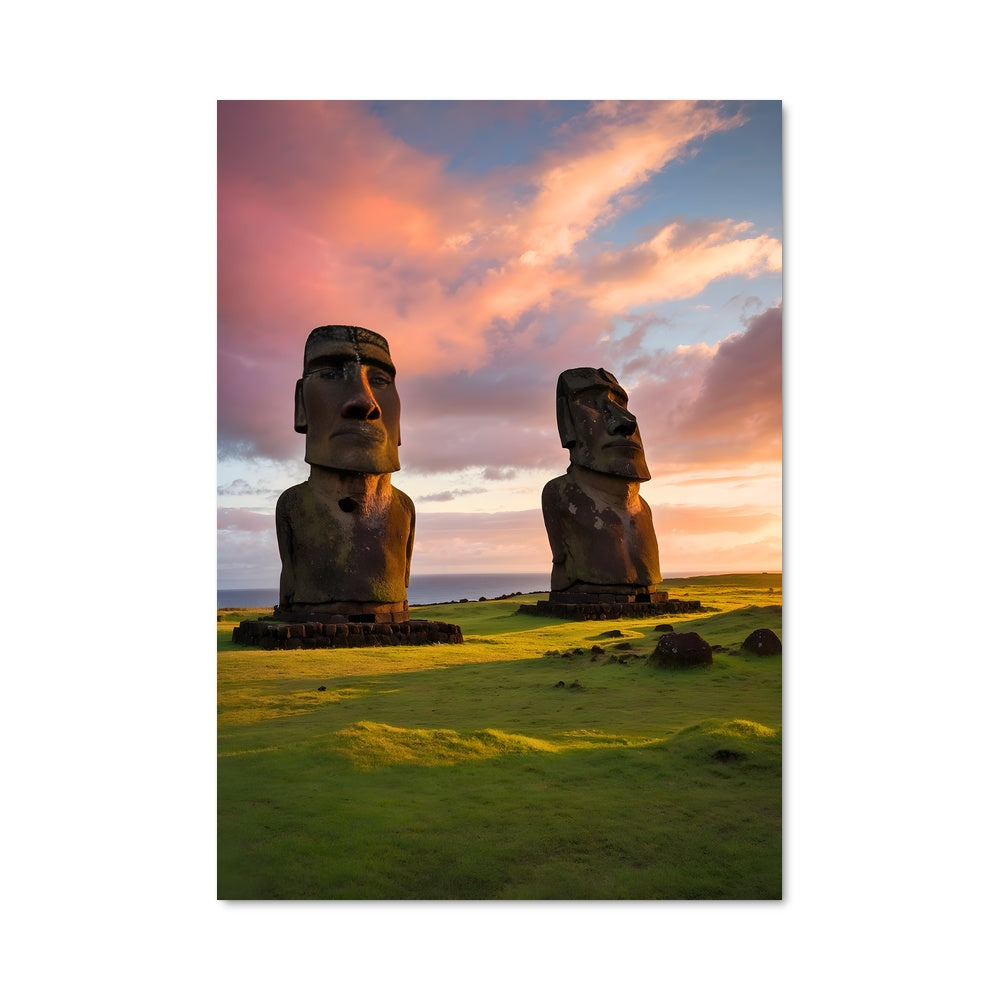 Poster Moai au Crépuscule