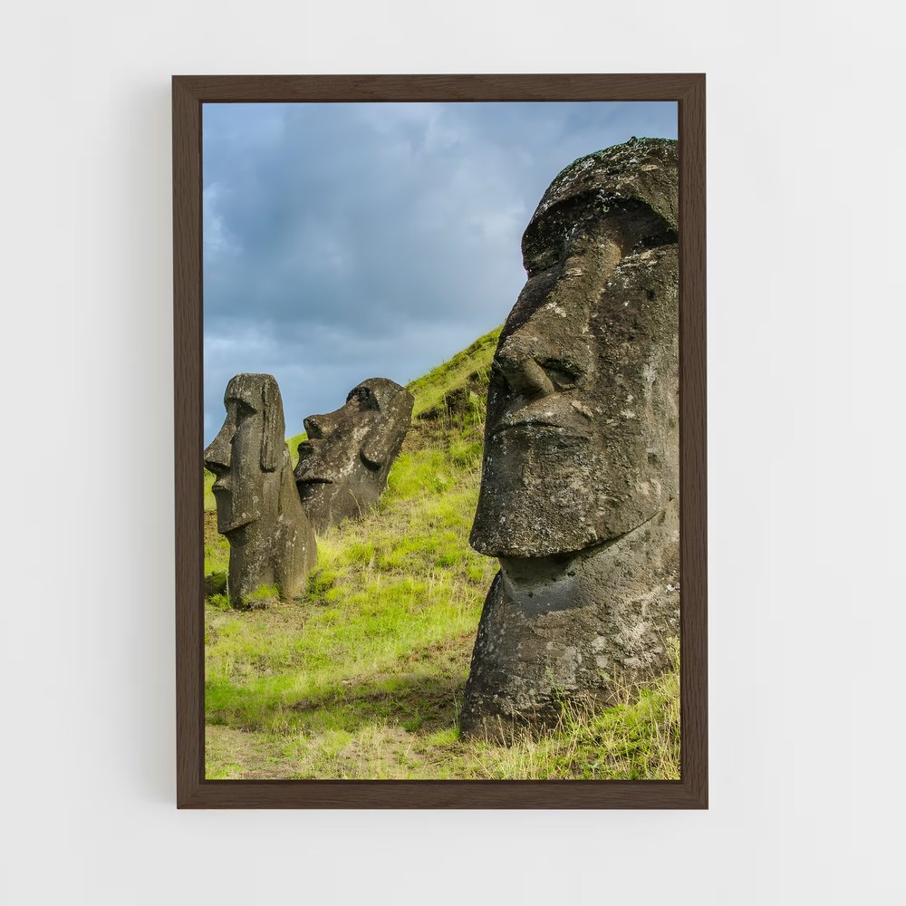 ap-easter island moai-6 cadre Bois foncé