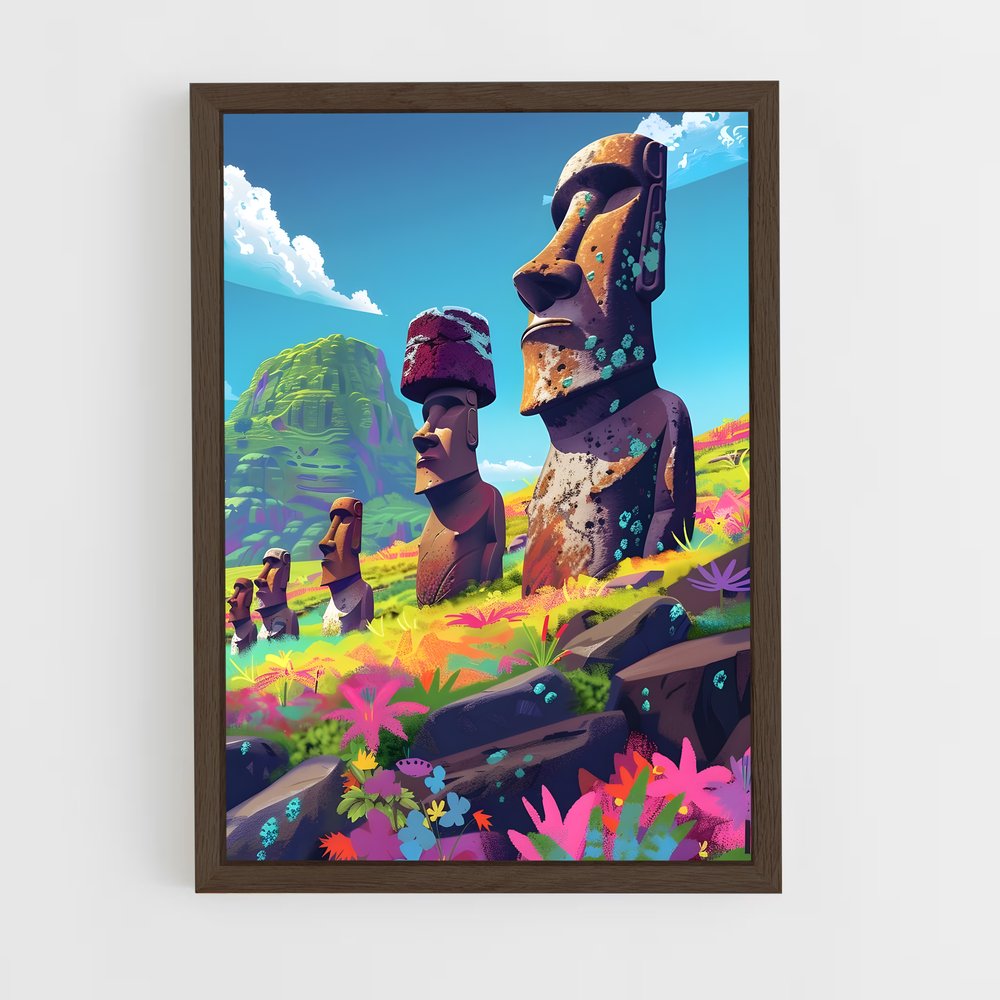 ap-easter island moai-8 cadre Bois foncé