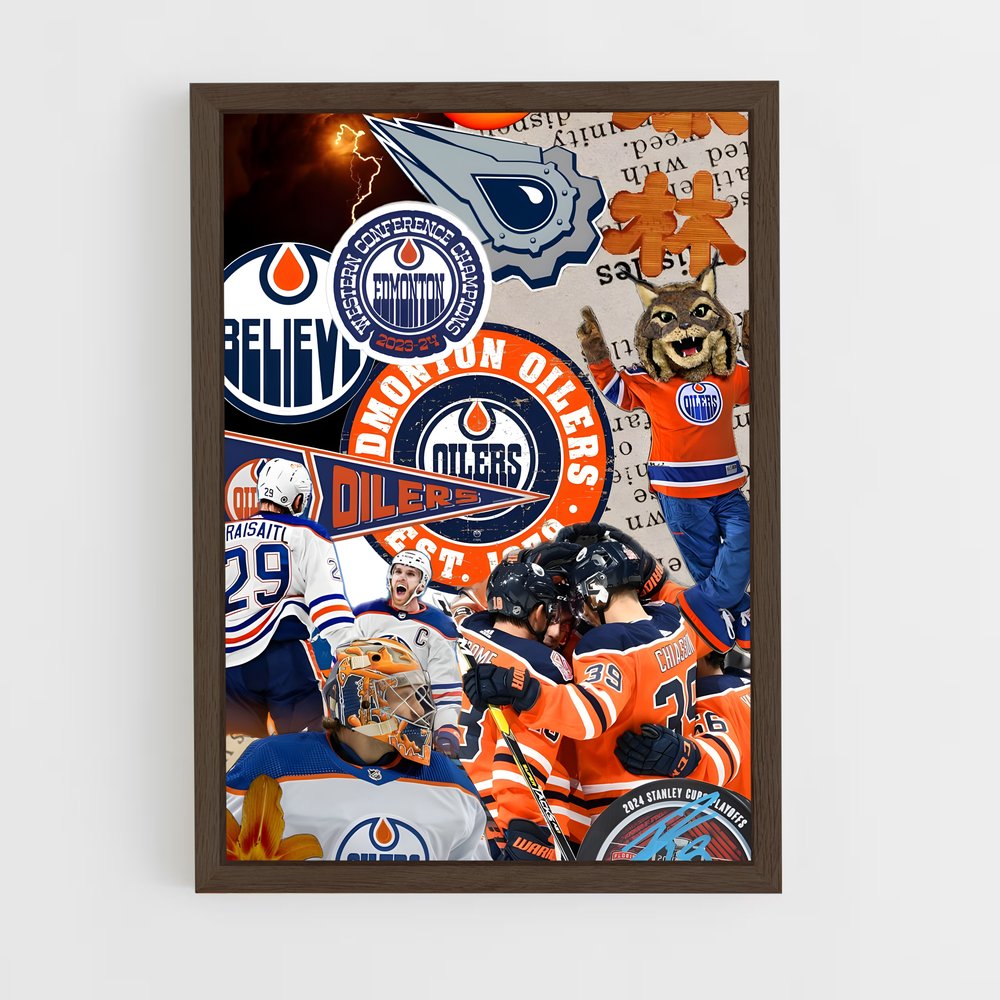 ap-edmonton oilers-3 cadre Bois foncé