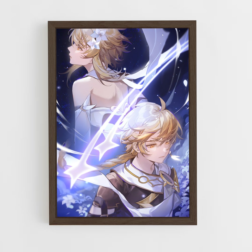 ap-genshin traveler-4 cadre Bois foncé