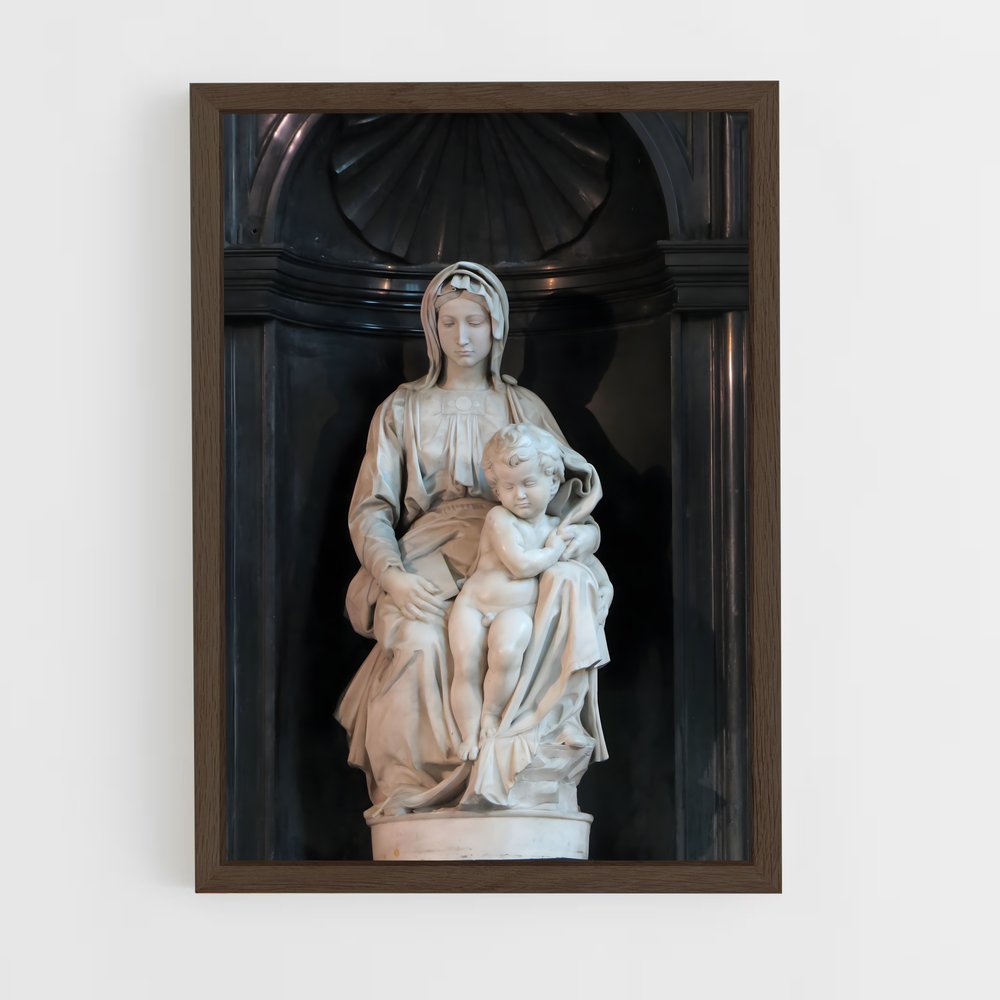 ap-madonna and child michelangelo-1 cadre Bois foncé