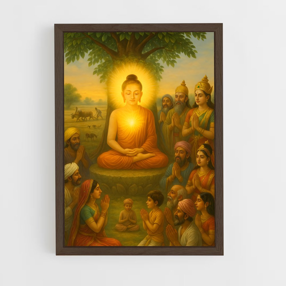 ap-meditation buddha-4 cadre Bois foncé