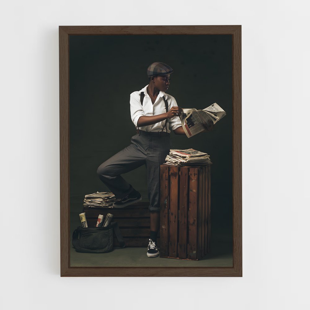 ap-newspaper boy-2 cadre Bois foncé