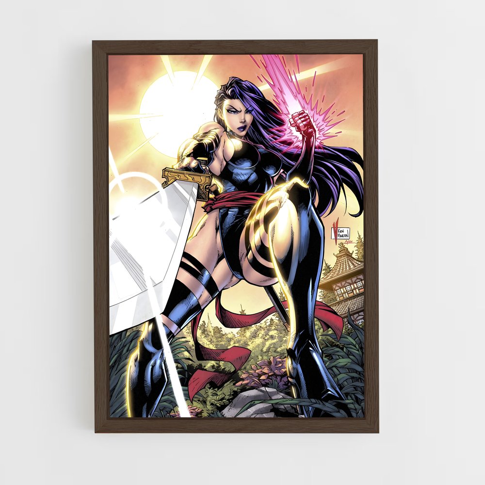 ap-psylocke x-men-9 cadre Bois foncé