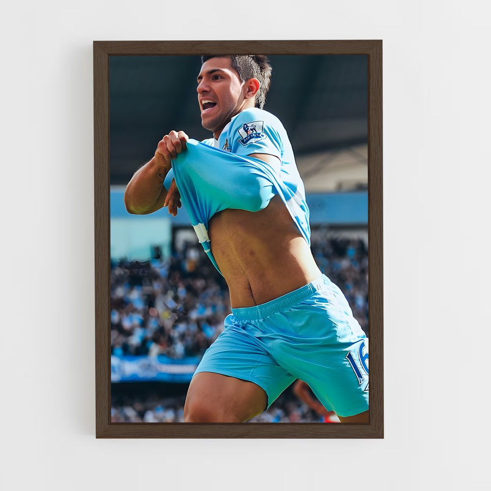 ap-sergio aguero-8 cadre Bois foncé