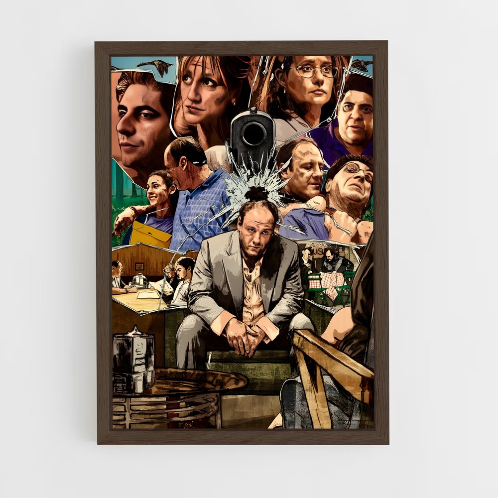 ap-the sopranos-4 cadre Bois foncé