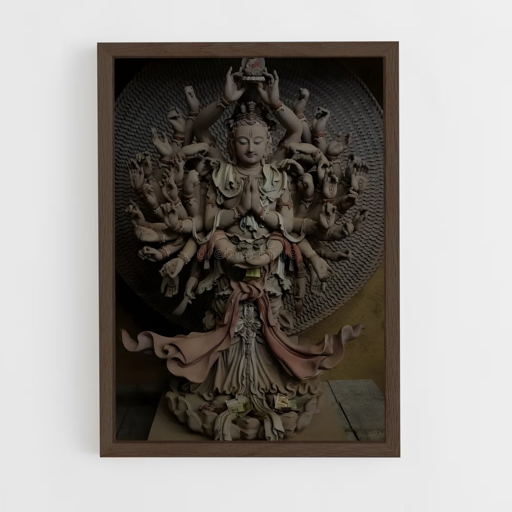 ap-thousand arm buddha-4 cadre Bois foncé