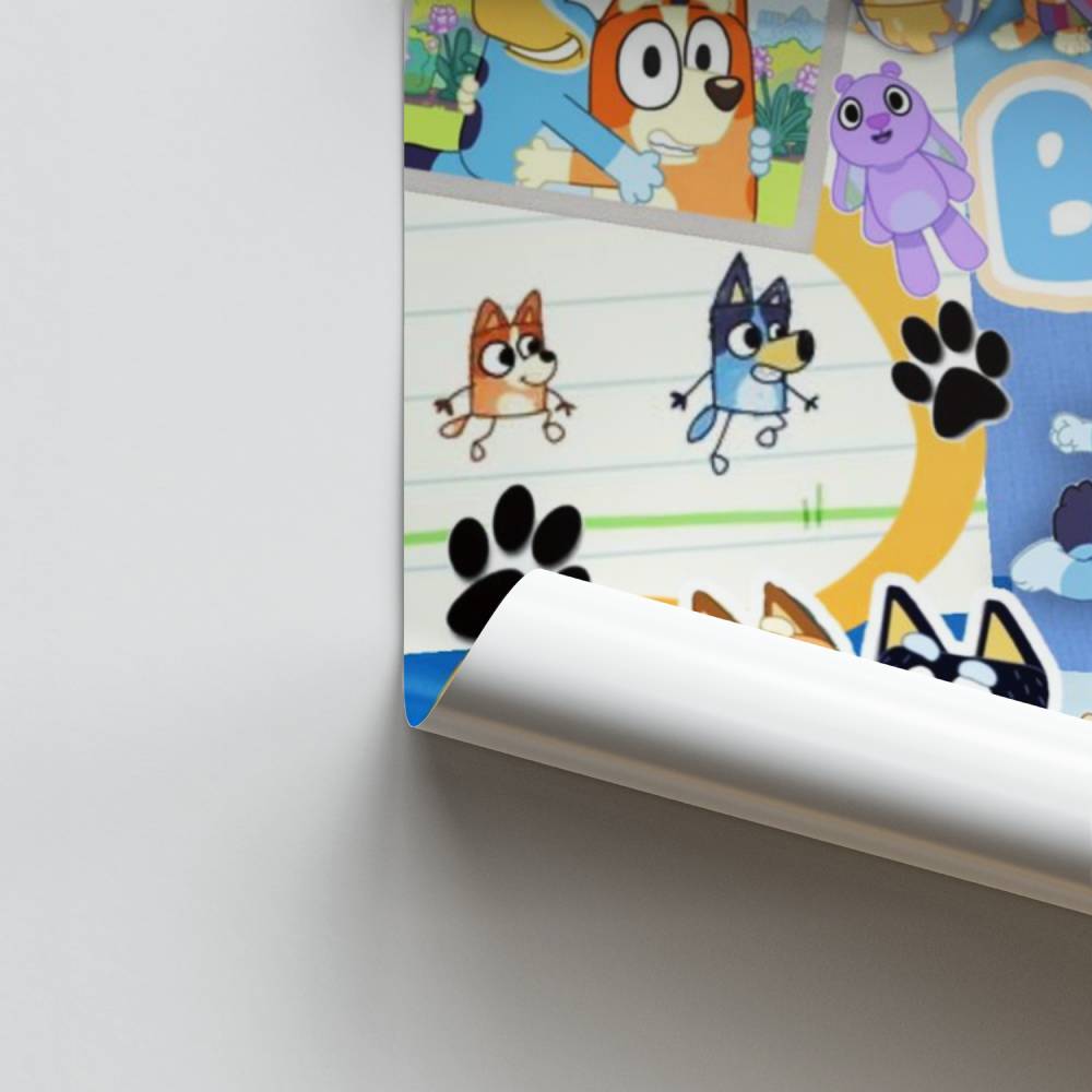 Poster di cartoni animati blu