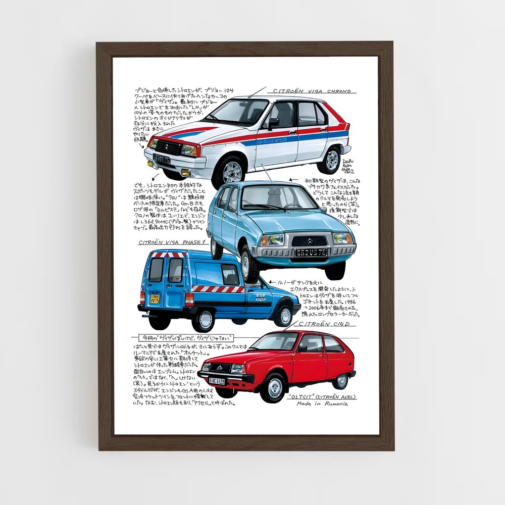 citroen-6 cadre Bois foncé