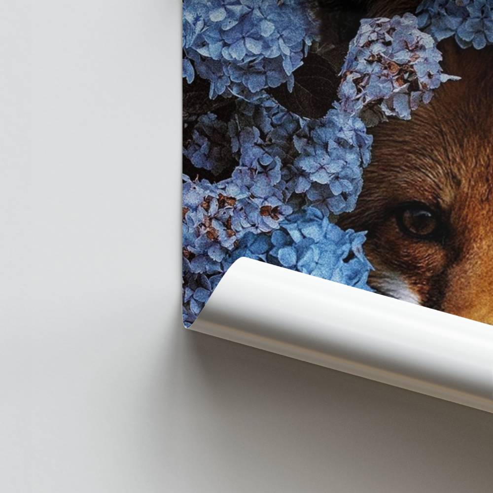 Poster floreale di volpe