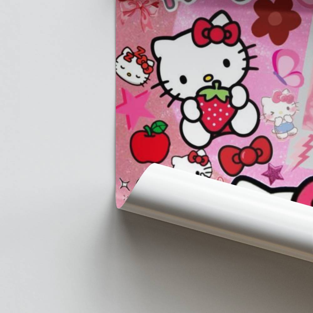 Poster Hello Kitty fragole e fiori