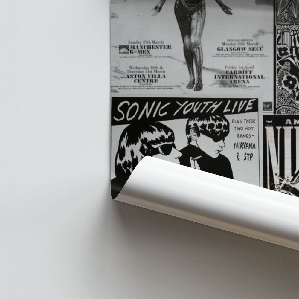 Poster in bianco e nero dei Nirvana