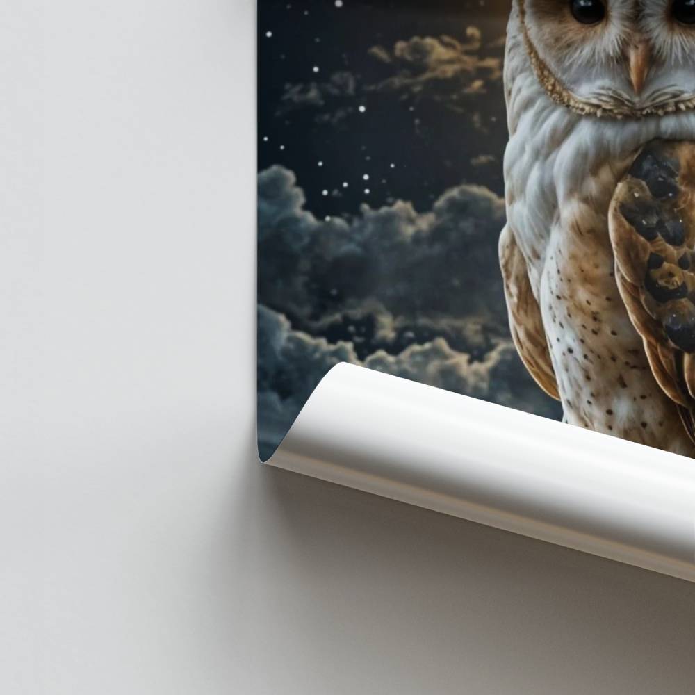 Poster di gufo al chiaro di luna