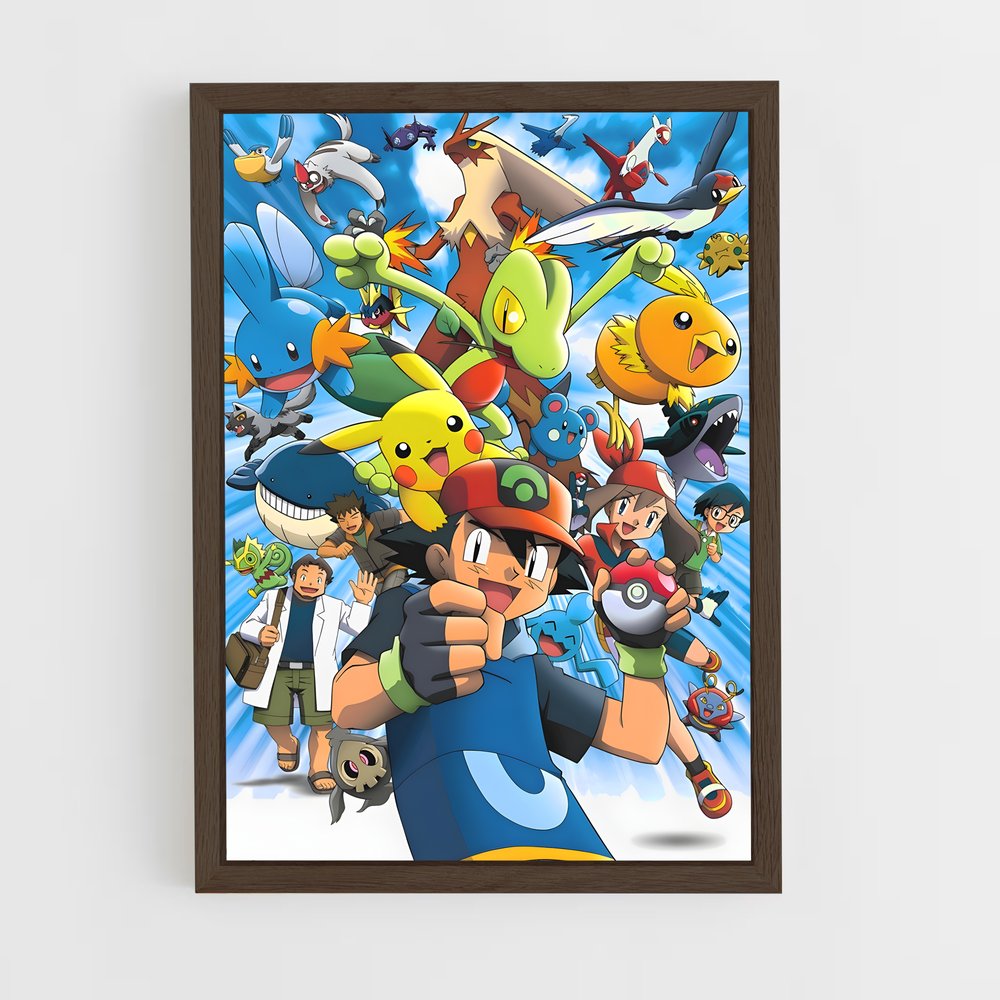 pokemon-4 cadre Bois foncé