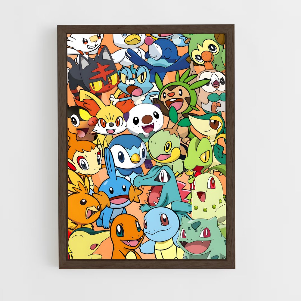 pokemon-9 cadre Bois foncé