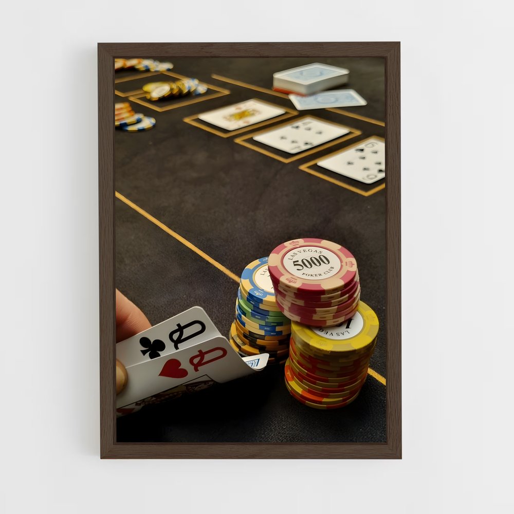 poker-7 cadre Bois foncé