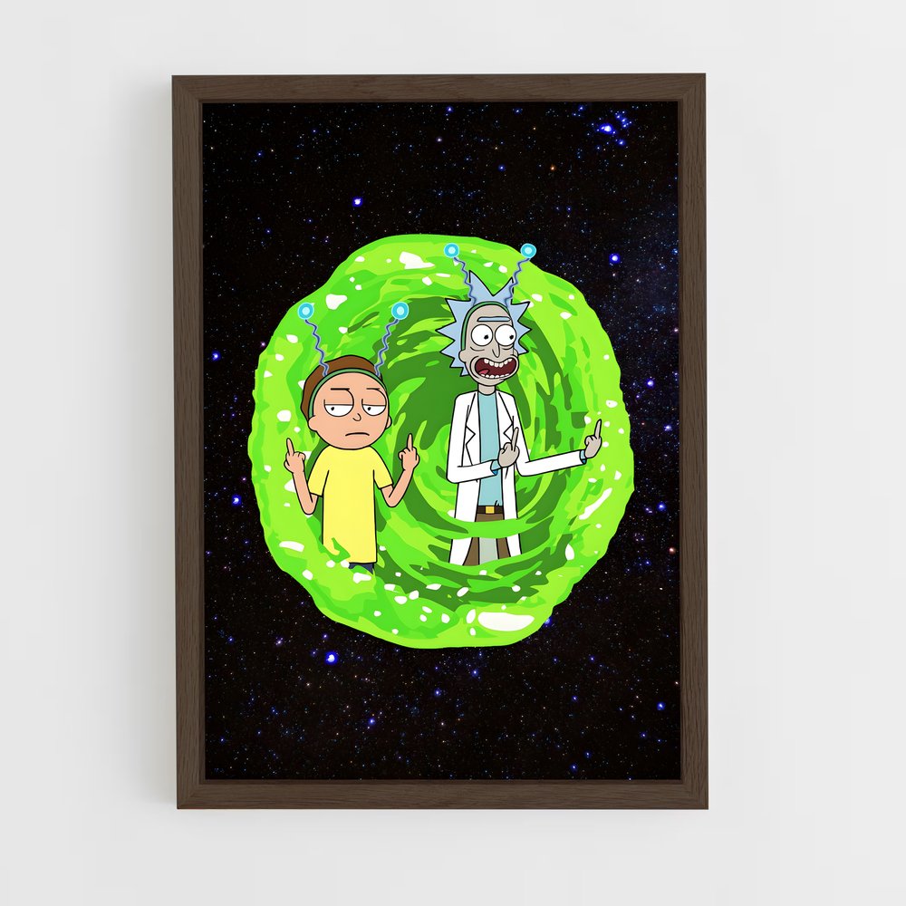 rick-and-morty-5 cadre Bois foncé