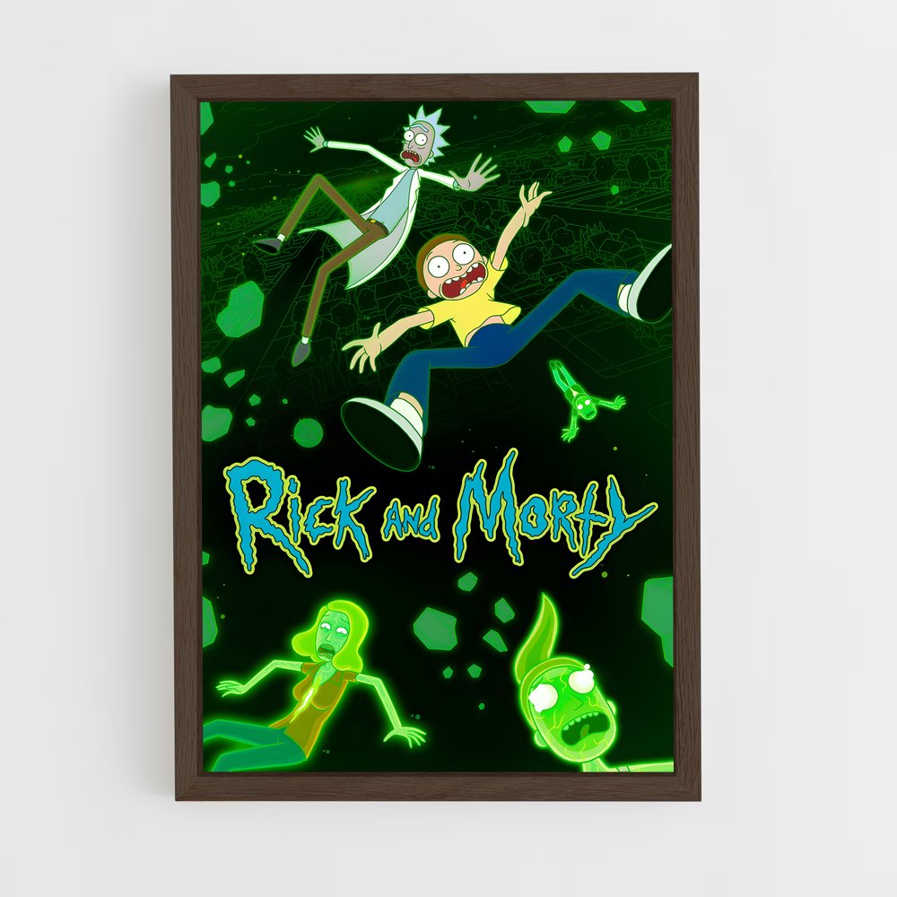 rick-and-morty-9 cadre Bois foncé