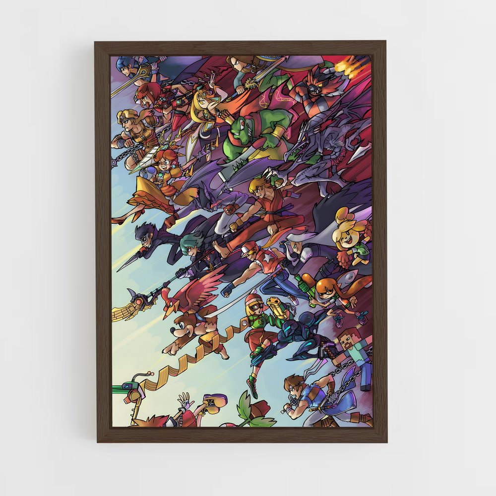 super-smash-bros-7 cadre Bois foncé