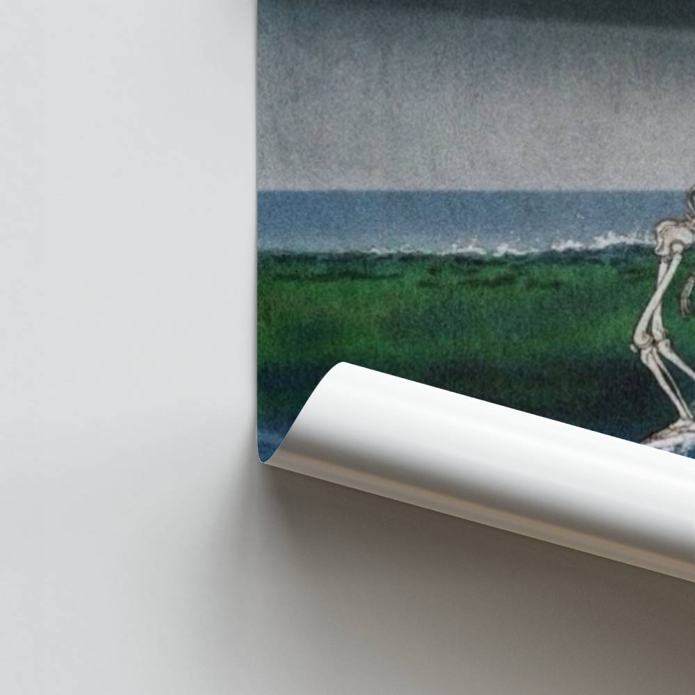 Poster di scheletro surfista