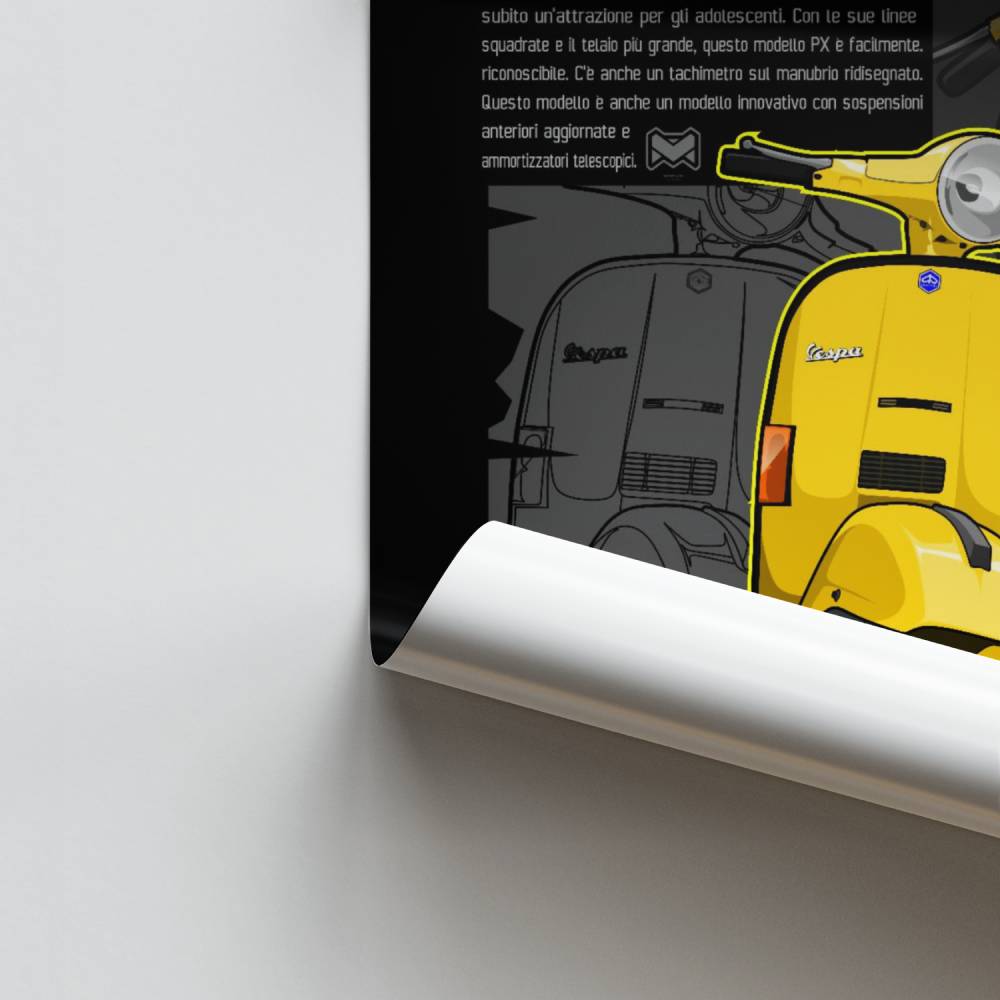 Poster vintage di Vespa gialla