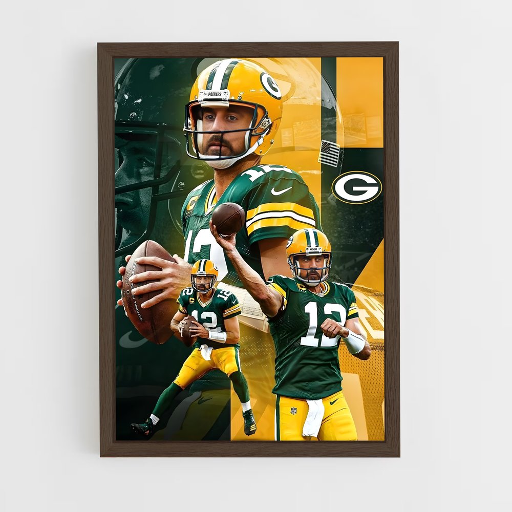 aaron-rodgers-11 cadre Bois foncé