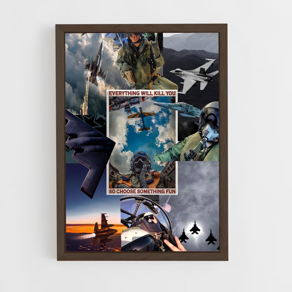 ap-air force pilot-5 cadre Bois foncé