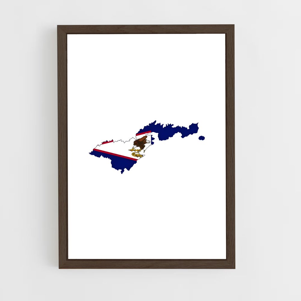 ap-american samoa flag-2 cadre Bois foncé