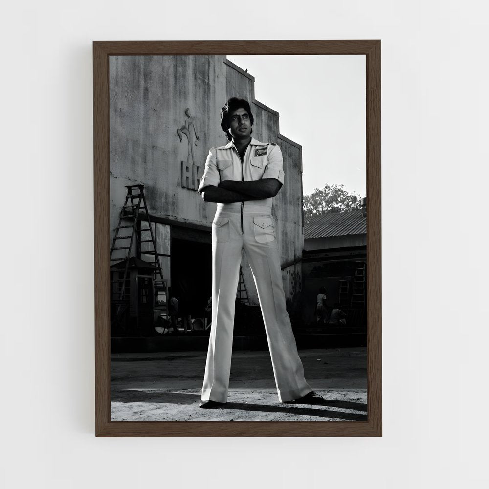 ap-amitabh bachchan-4 cadre Bois foncé