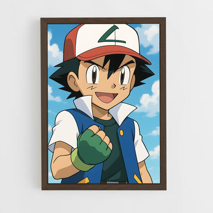 ap-ash ketchum-1 cadre Bois foncé