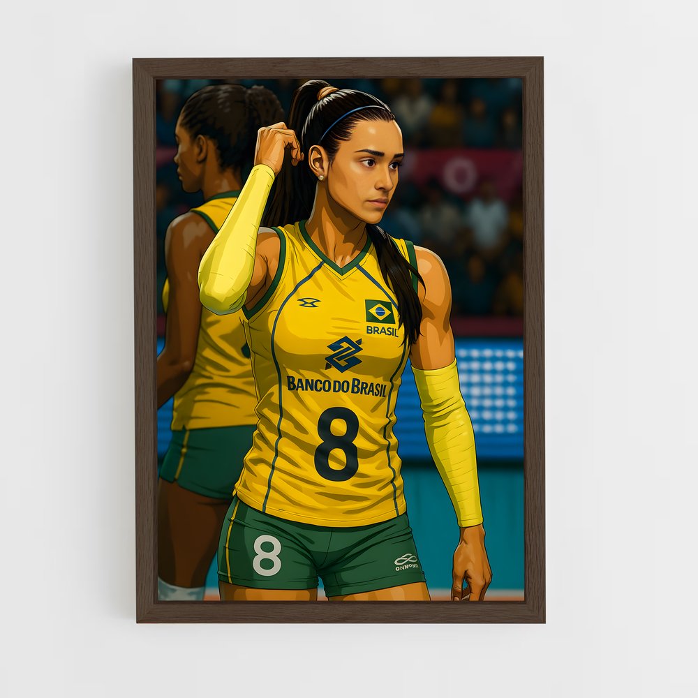 ap-brazil national volleyball team-7 cadre Bois foncé