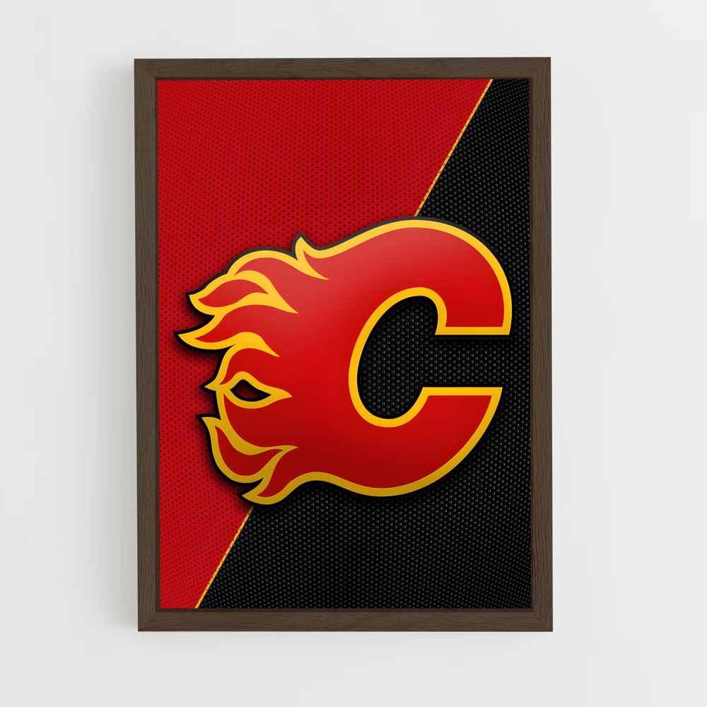 ap-calgary flames-10 cadre Bois foncé
