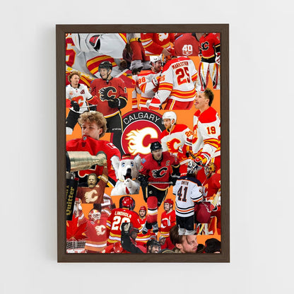 ap-calgary flames-13 cadre Bois foncé