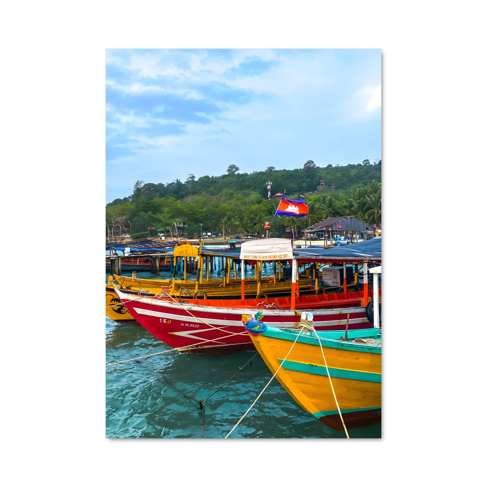 Poster Bateaux Colorés de Cambodge