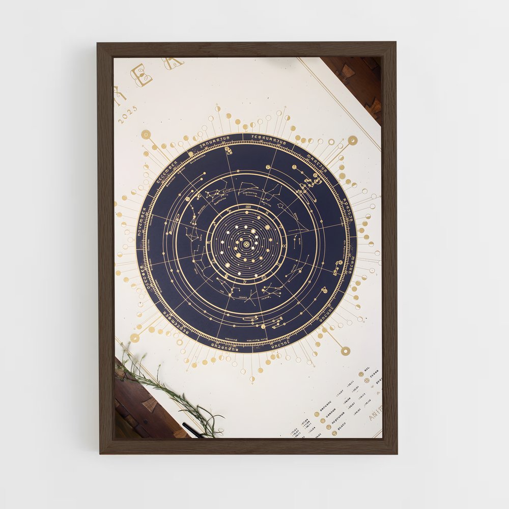ap-celestial map-2 cadre Bois foncé