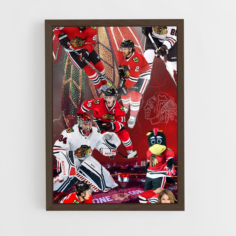 ap-chicago blackhawks-6 cadre Bois foncé