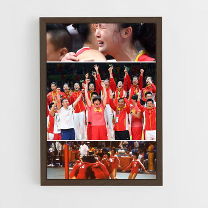 ap-china national volleyball team-1 cadre Bois foncé
