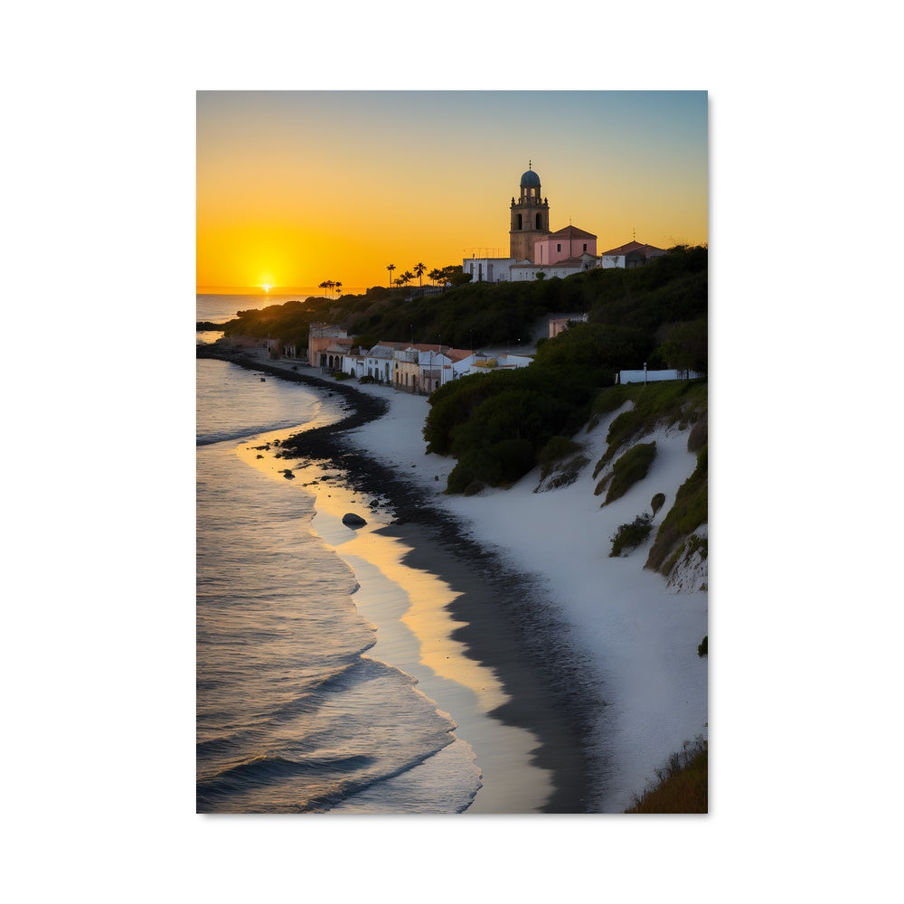 Poster Plage et Église