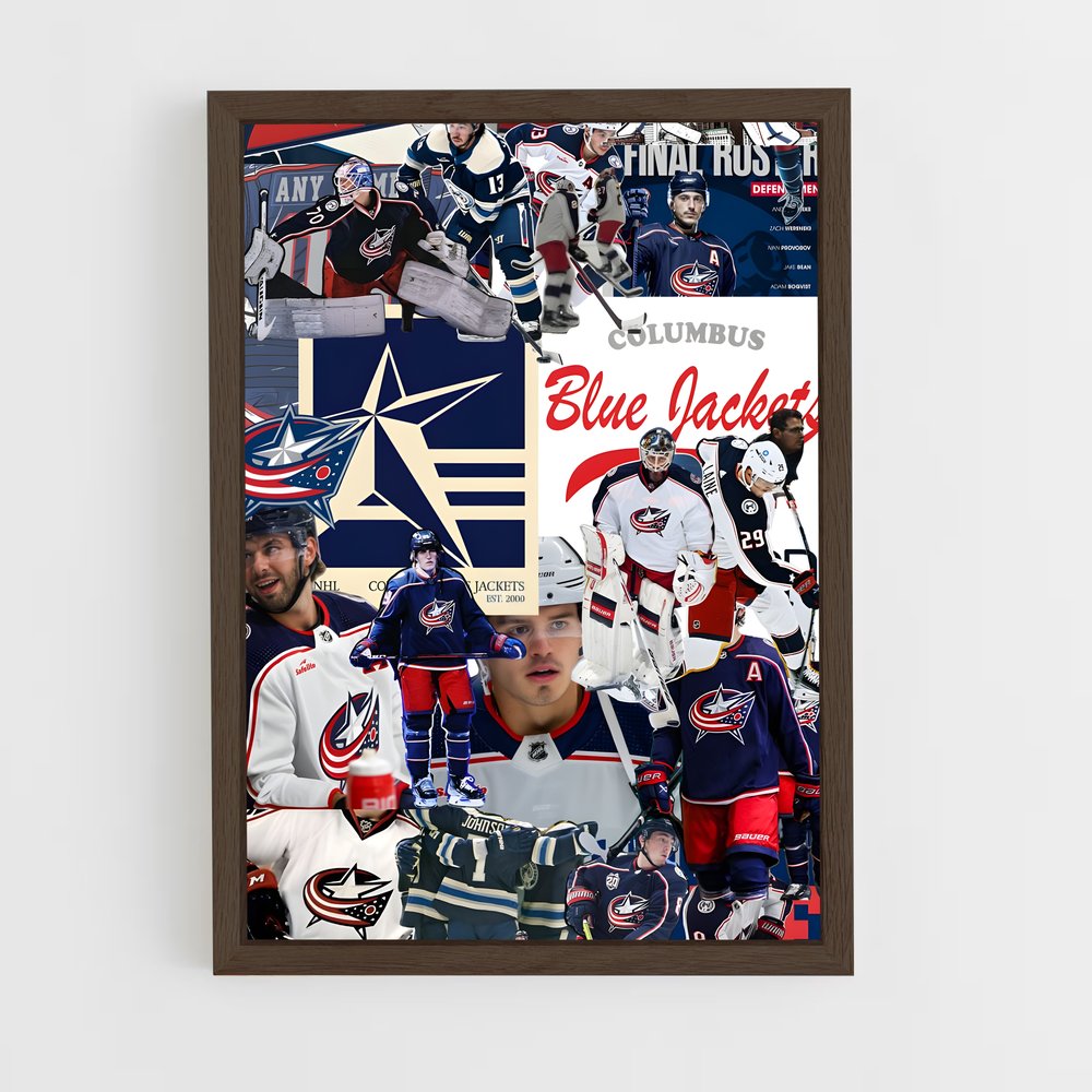 ap-columbus blue jackets-2 cadre Bois foncé
