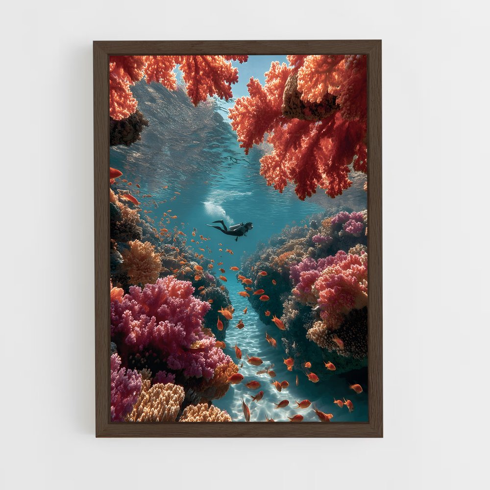 ap-coral reef-8 cadre Bois foncé