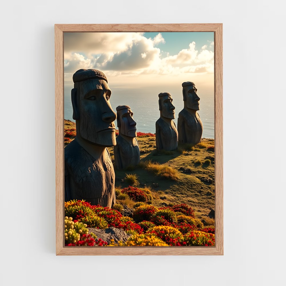 ap-easter island moai-10 cadre Bois clair