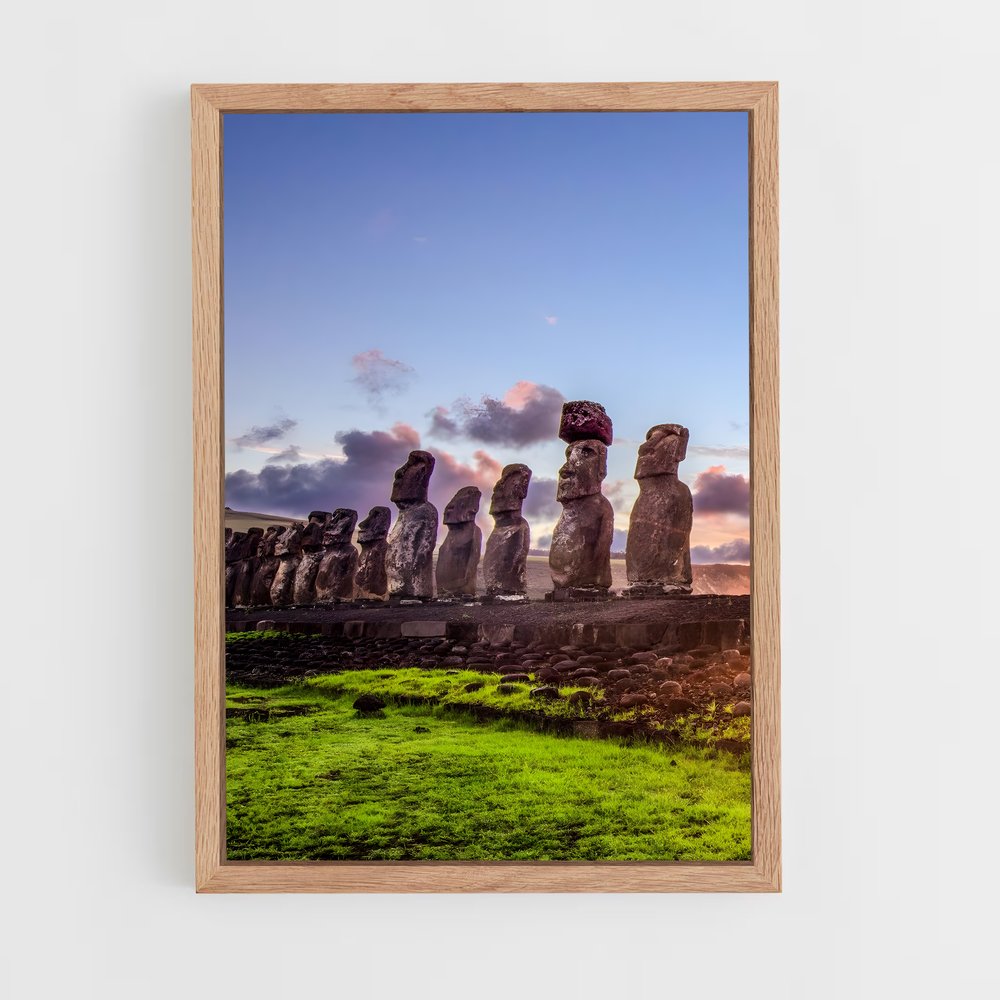 ap-easter island moai-11 cadre Bois clair