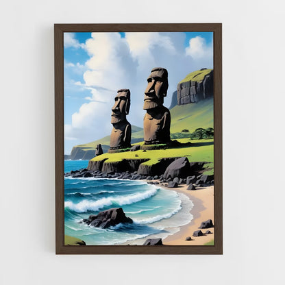 ap-easter island moai-13 cadre Bois foncé