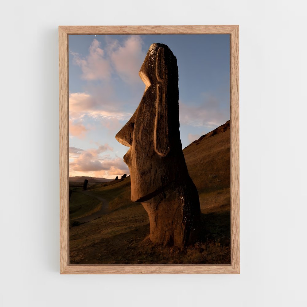 ap-easter island moai-14 cadre Bois clair